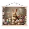 Paashaas - Lente - Paaseieren textielposter latten blank klein -3d