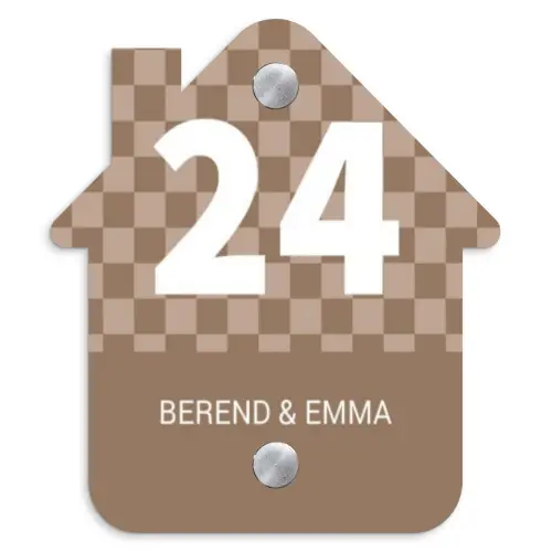 Bruin - Blokjes - Klassiek Naambord Huisje klein -3d