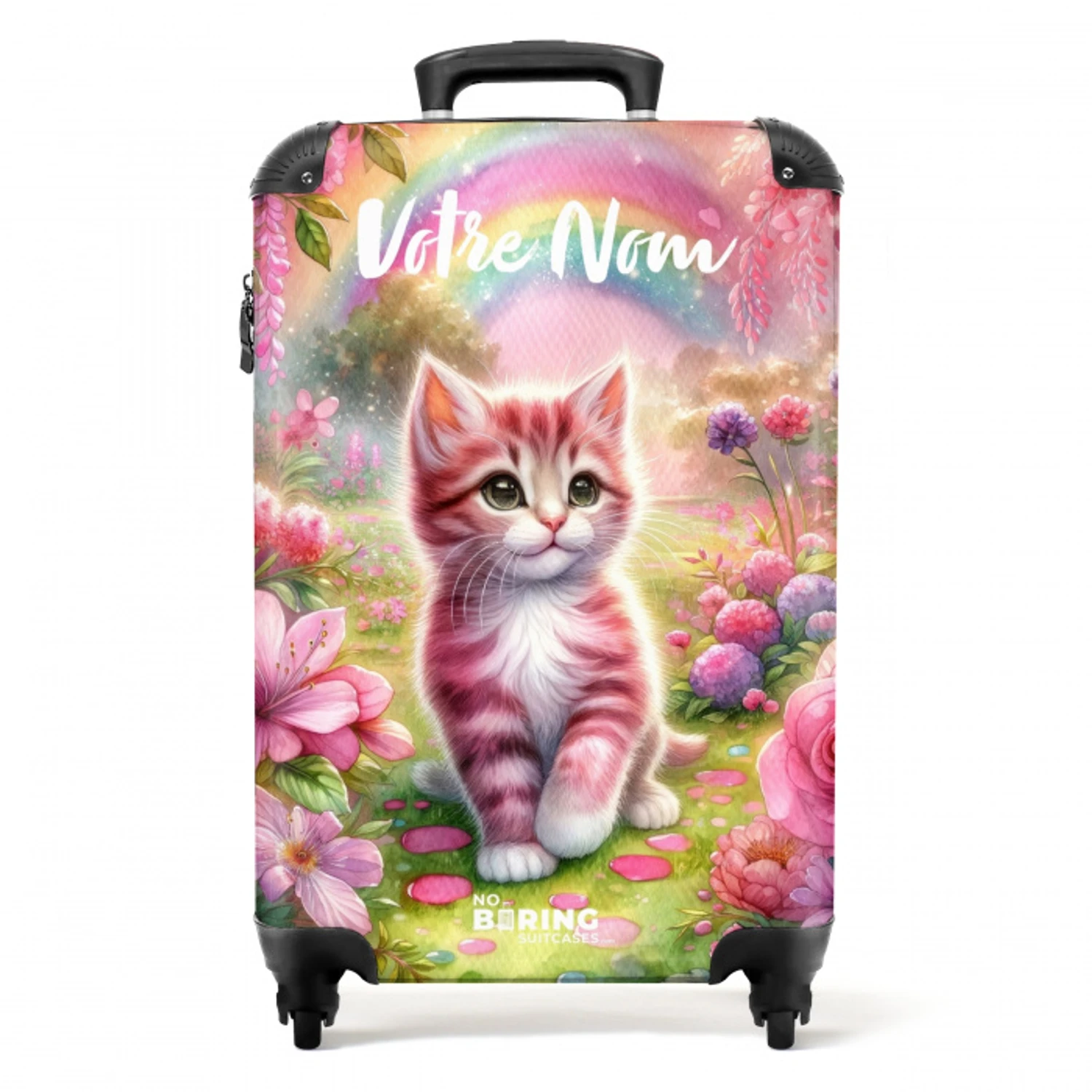 Roze regenboogkatje NBS - Handbagage koffer - Kinderen Unisex middel -productfoto_recht