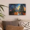 Auto - Skyline - Zon - Blauw canvas 2cm klein -sfeer1