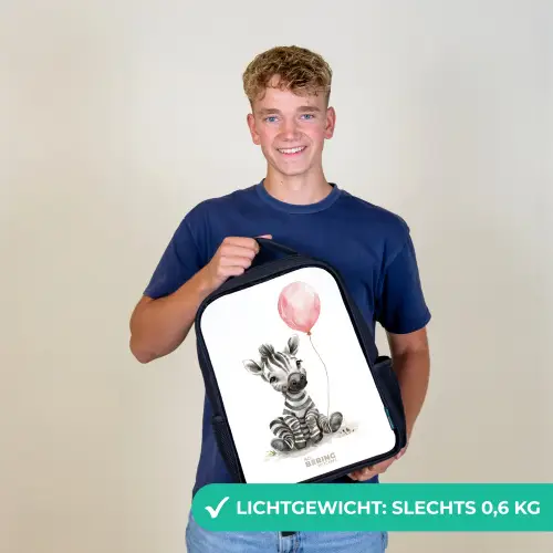 Zebra met roze ballon Rugzak - Zwart middel -sfeer7_NL