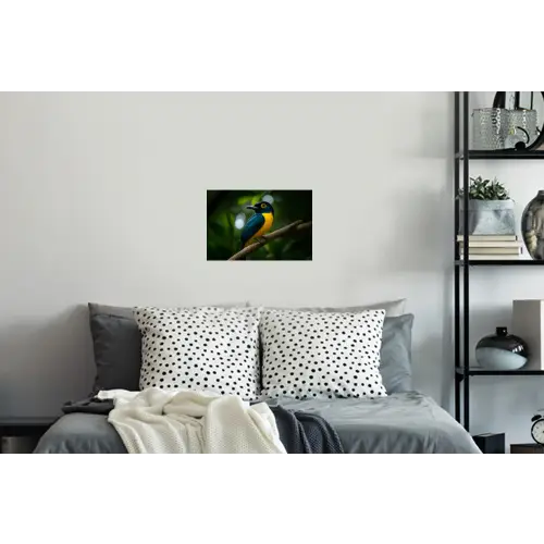 Vogel - Tak - Geel - Bladeren Muursticker klein -slaapkamer
