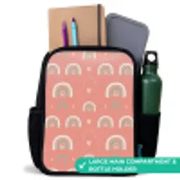 Regenboog - Hartjes - Patronen - Girl - Roze - Kinderen Rugzak - Zwart middel -inhoud_UK