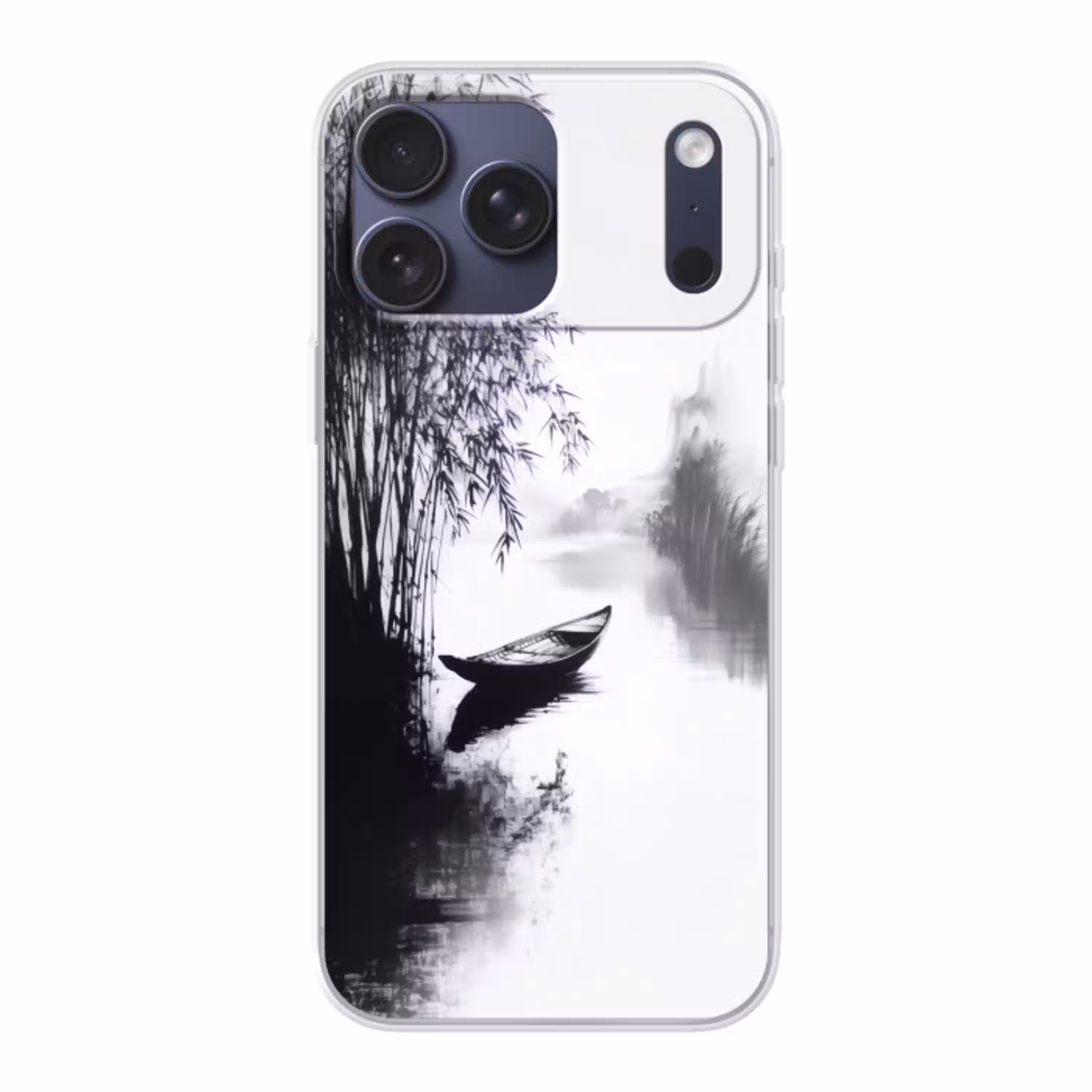 Boot - Rivier - Bamboe - Wit Telefoonhoesje iPhone 17 Pro Max klein -3d