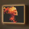 Schedel - Oranje - Zijaanzicht - Vlammen Light Box met batterij (Wandlamp) middel -z3d_website