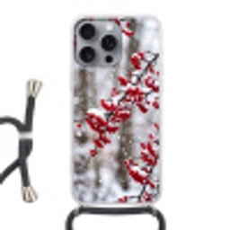 Bessen - Takken - Sneeuw - Winter - Kleurrijk Hoesje iPhone 16 Pro Max met koord klein -3d
