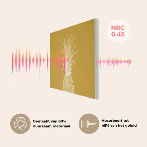 Lijnillustratie - Ananas - Bladkroon - Okergeel PET vilt klein -USP_NL