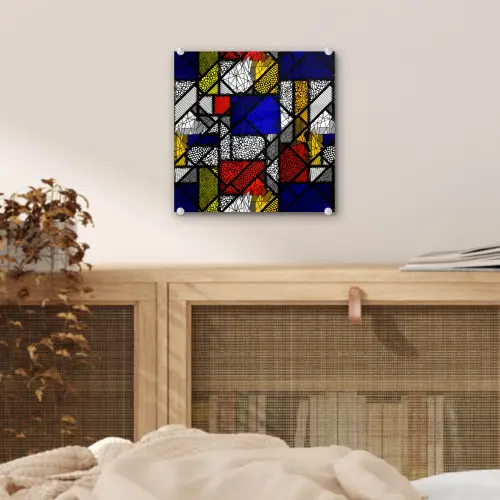 Mondriaan - Glas in lood - Oude Meesters - Kunstwerk - Abstract - Schilderij plexiglas 5mm klein -sfeer4