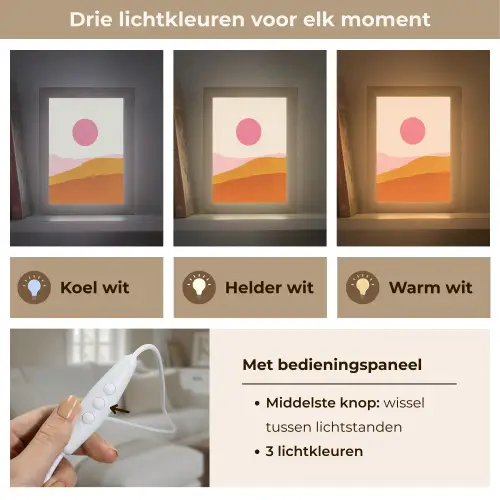 Zon - Heuvels - Abstract - Roze Light Box met kabel (Tafellamp) klein -USP_lichtkleurNL