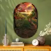 Wijngaard - Druiven - Zonsondergang Wandcirkel Ovaal Glas middel -sfeer2