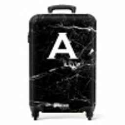 Marmer - Zwart - Letter A - Marmerlook NBS - Handbagage koffer - Unisex middel -productfoto_recht