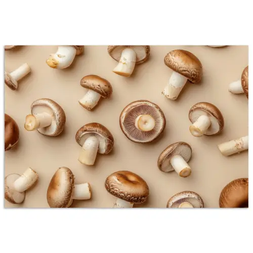 Kastanje Champignons - Beige poster papier klein -3d