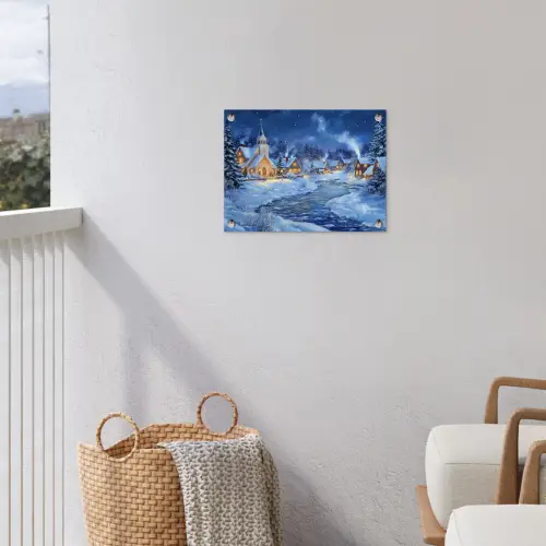 Winteravond - Kerstdorp - Donker tuinposter los doek klein -sfeer8