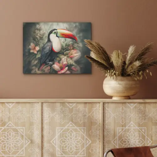 Toekan - Vogels - Bloemen - Planten - Tropisch PET vilt klein -sfeer4