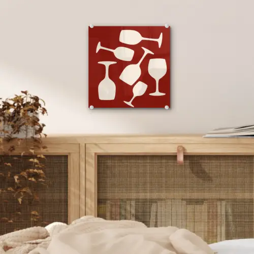 Wijnglazen - Silhouetten - Wit plexiglas 5mm klein -sfeer4