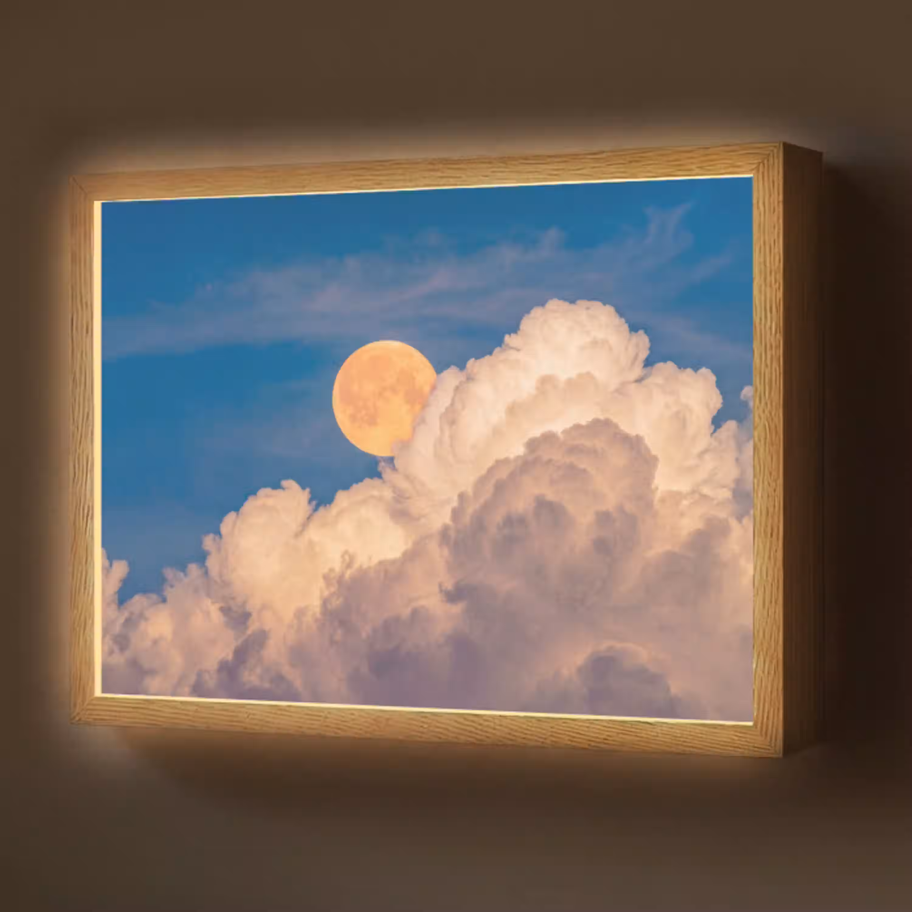 Maan - Wolken - Natuur - Oranje Light Box met batterij (Wandlamp) middel -z3d_website