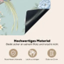 Vogel - Bloemen - Kleurrijk Inductie beschemer met haakjes klein -ky-onderkant-de