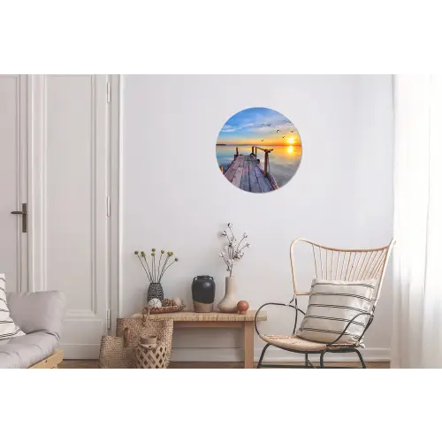 Meer - Stijger - Vogels - Zonsondergang Wandcirkel aluminium klein -woonkamer
