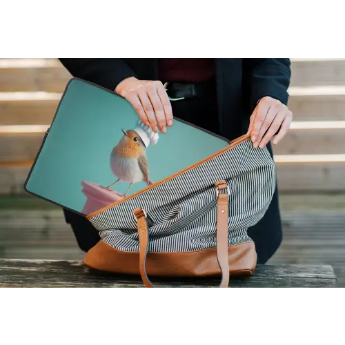 Roodborstje - Vogel - Koksmuts - Sokkel laptophoes neopreen klein -tas