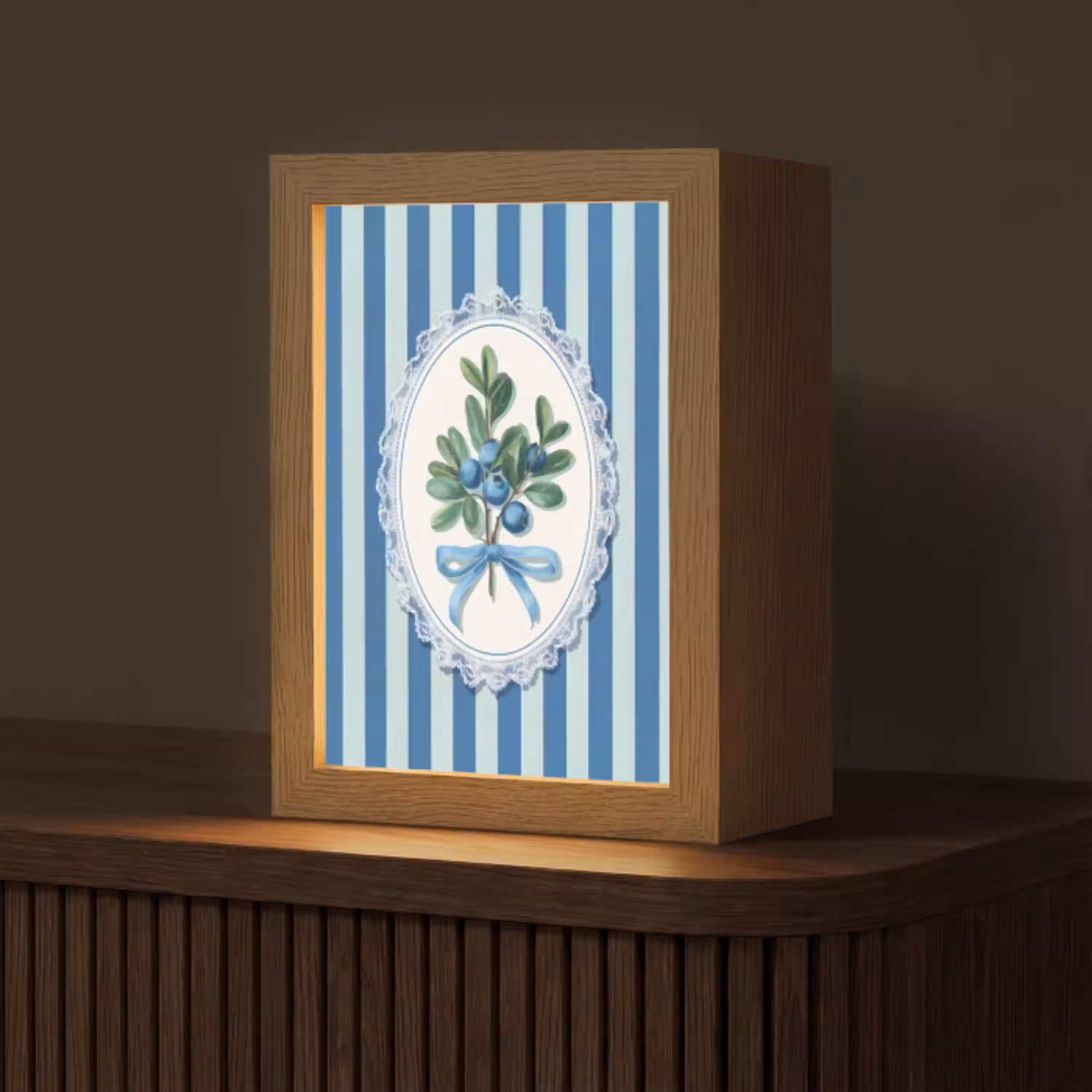 Illustratie - Bessen - Blauw - Strepen Light Box met kabel (Tafellamp) klein -z3d_website