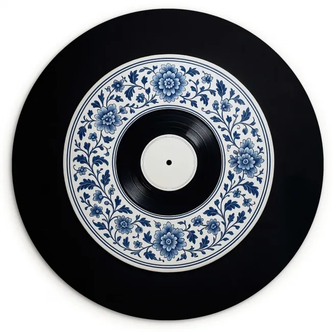 Vinyl - LP - Delfts Blauw - Muziek Wandcirkel kunststof plaat 5mm dik klein -3d