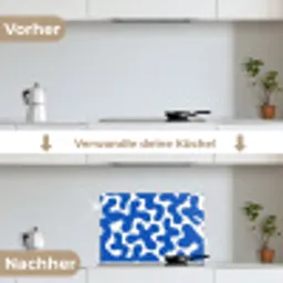 Vormen - Abstract - Blauw - Golven keuken achterwand spatscherm klein -voor_na_DE