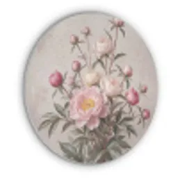 Pioenrozen - Boeket - Roze Akoestische PET Vilt - Rond klein -3d