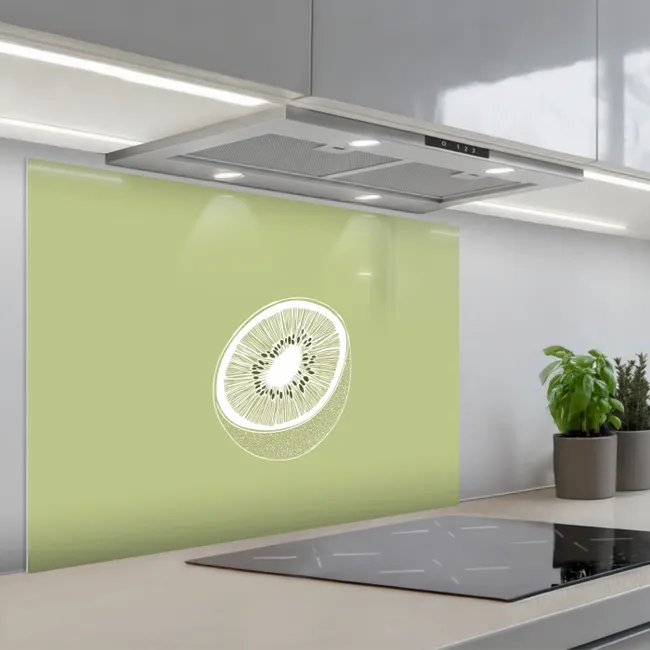 Spritzschutz Küche - Kiwi - Strichzeichnung - Minimalistisch - Grün