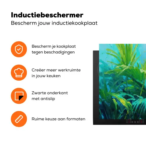 Bladeren - Groen - Schilderij - Abstract Inductie beschermer vinyl 3mm klein -zzzzzzz-td-ups