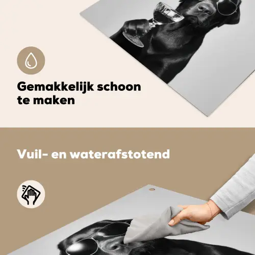 Hond - Zwart - Wijnglas - Zonnebril Inductie beschemer met haakjes middel -ky-schoon-nl