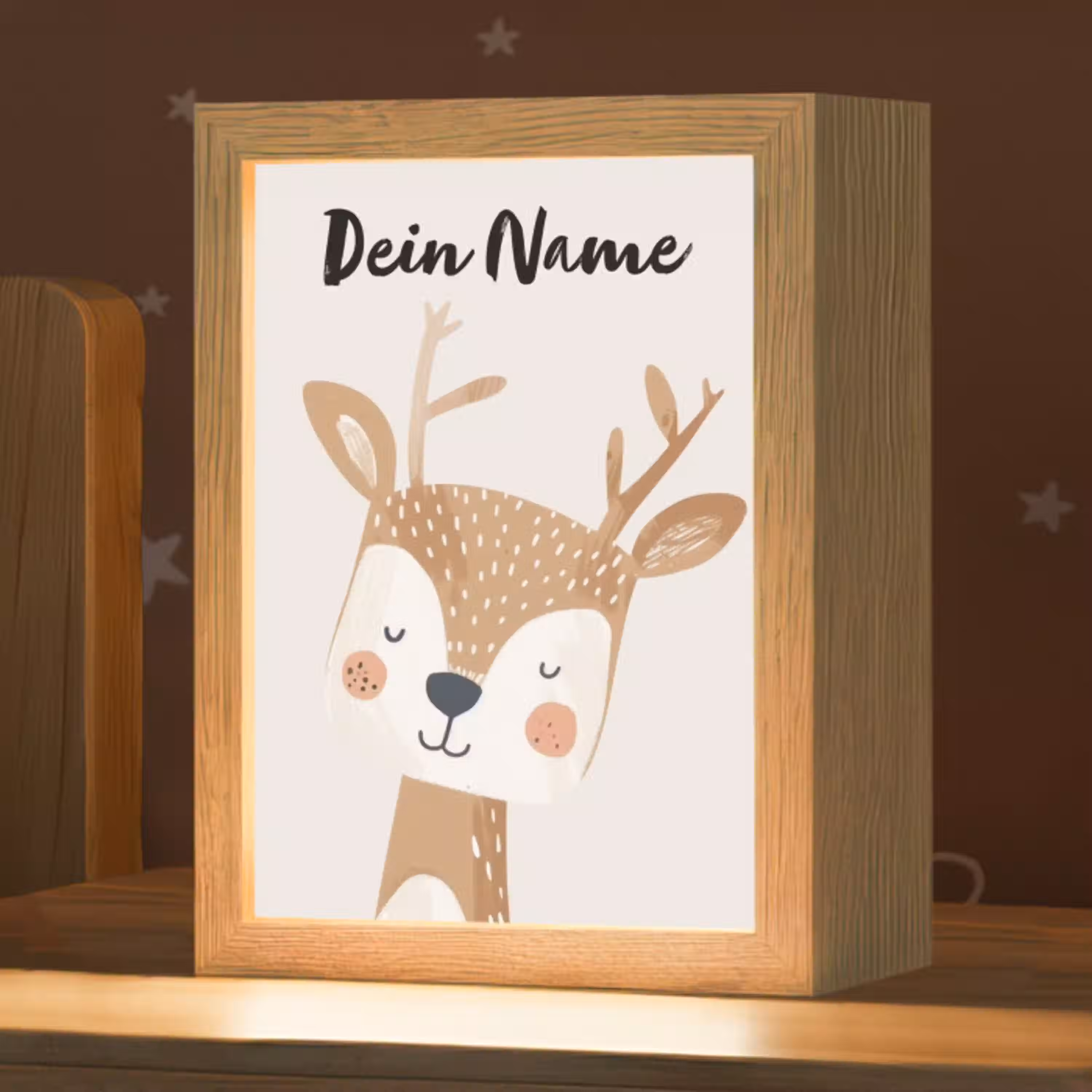 Hert - Bosdieren - Beige Light Box met kabel (Kinderlampje) klein -zzz_3d_website