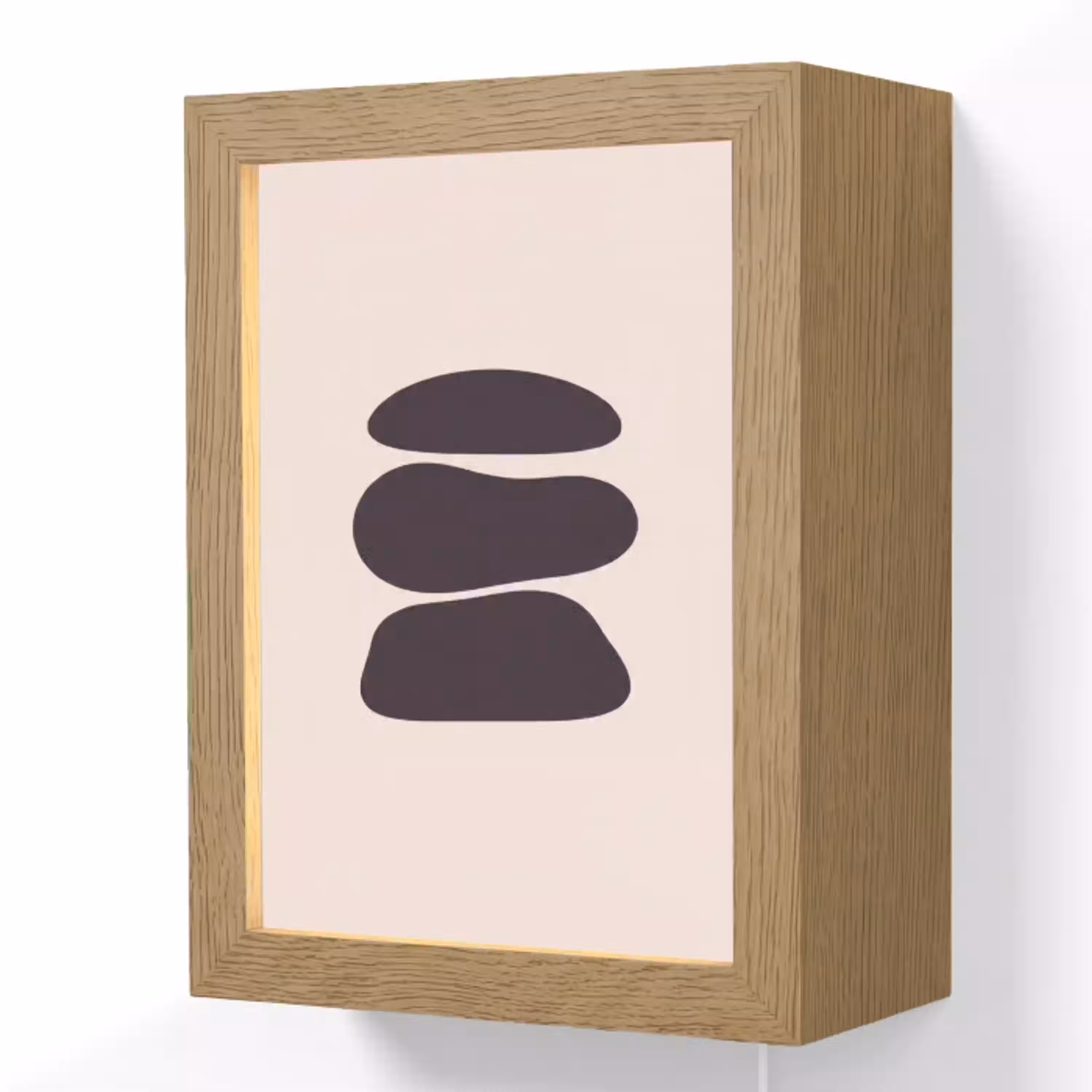 Vormen - Organisch - Zwart Light Box met kabel (Wandlamp) klein -3d