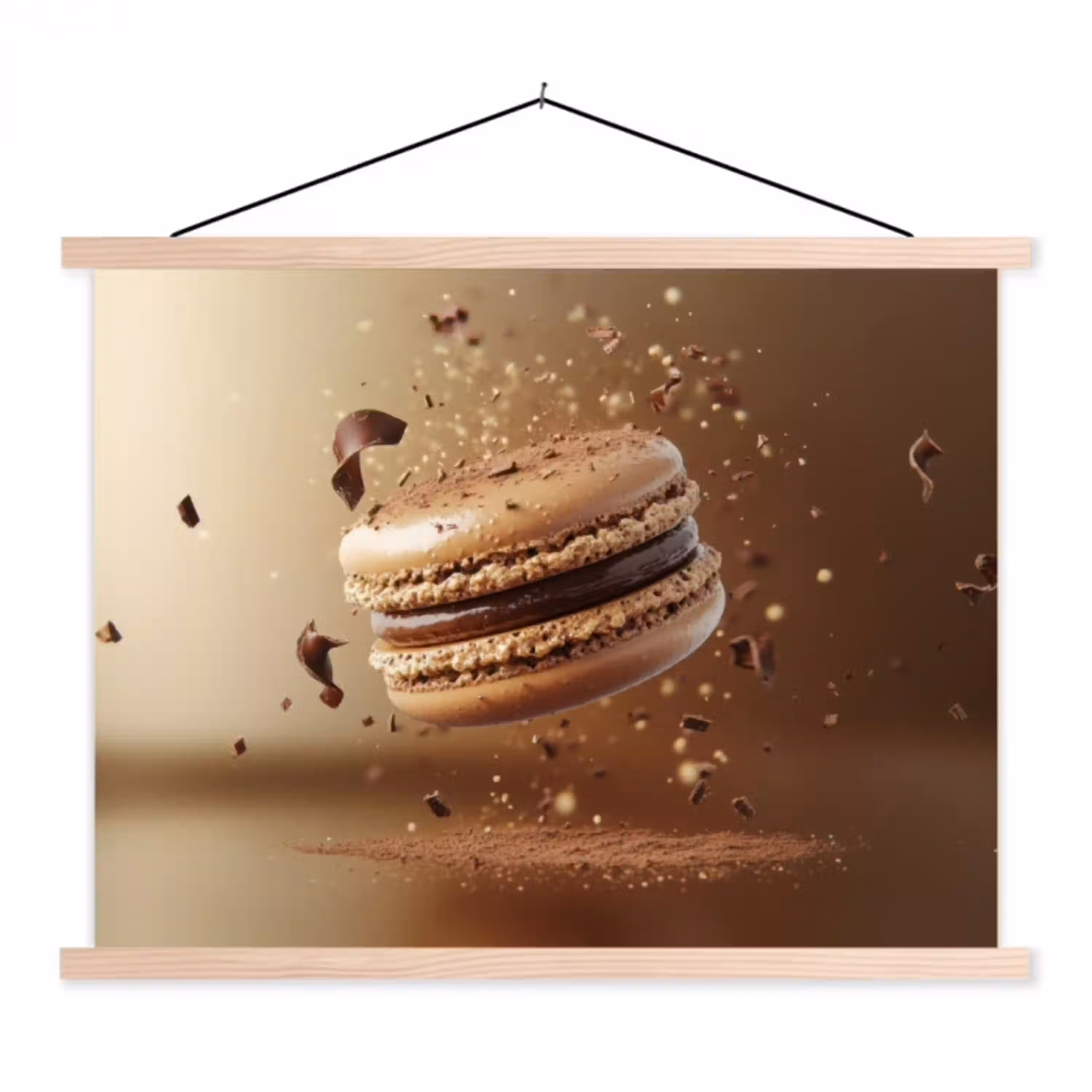 Chocolade - Macarons - Eten - Snoep textielposter latten blank klein -3d