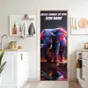 Bunter Neon-Elefant mit Namensfeld. deurposter klein -sfeer5