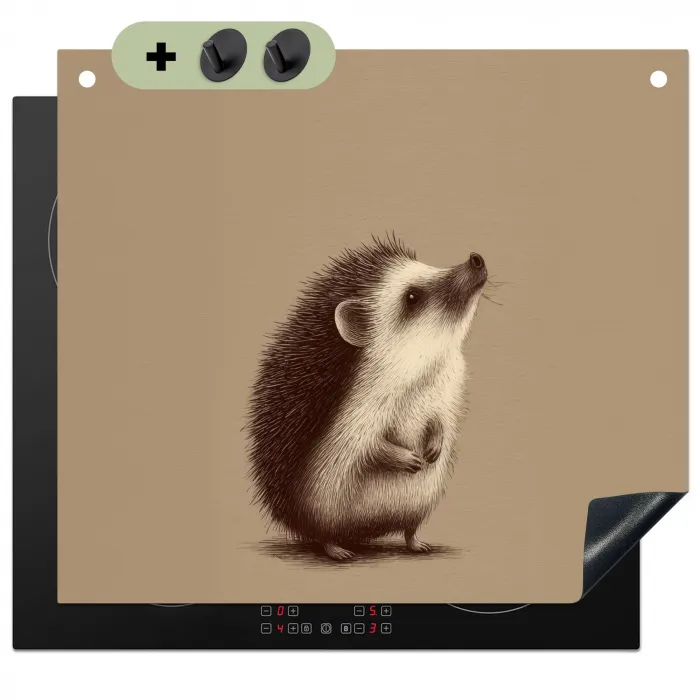 Egel - Snuitje - Bruin - Stekels Inductie beschemer met haakjes middel -3d