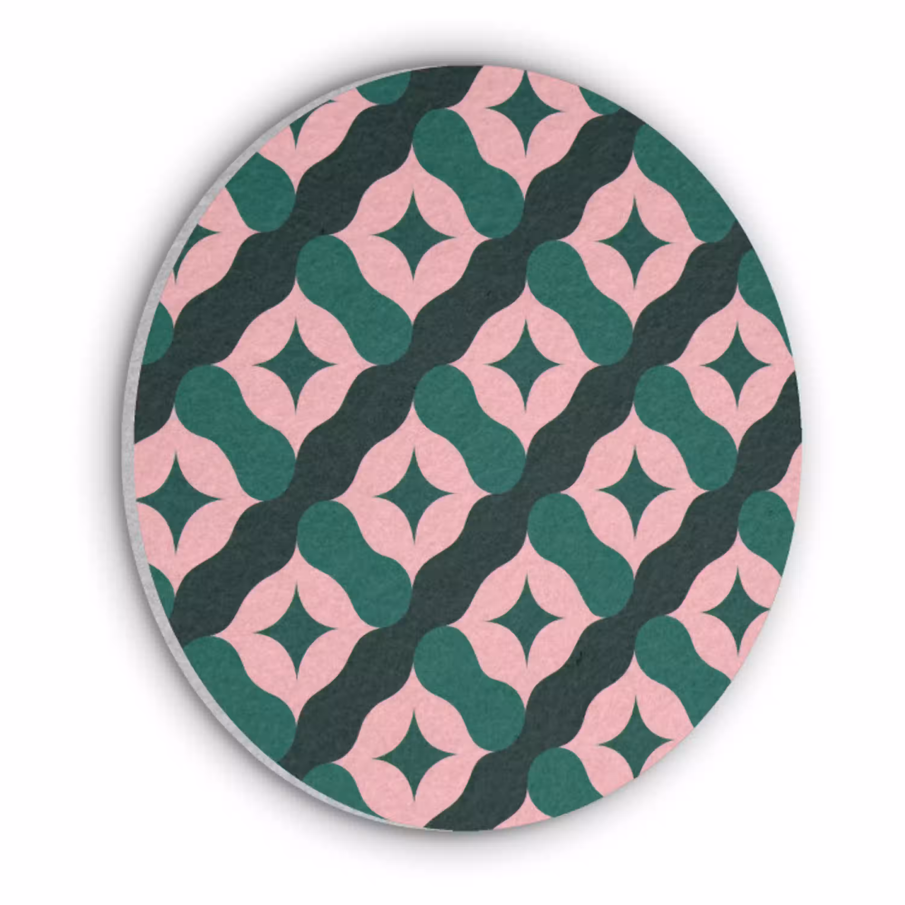 Groen - Roze - Retro - Sterren Akoestische PET Vilt - Rond klein 838 -3d