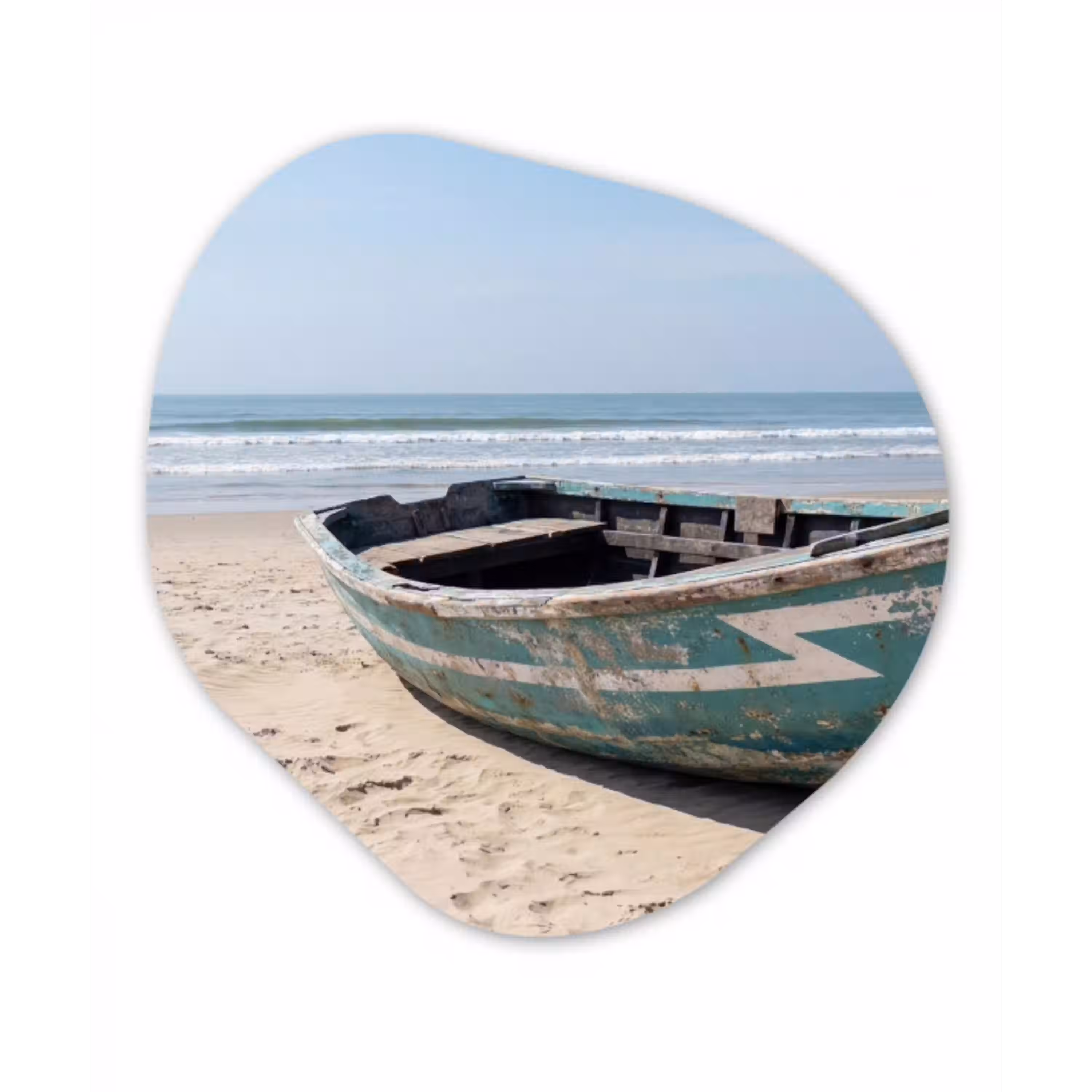 Boot - Zandstrand - Zee Wandcirkel Organisch Aluminium middel -3d