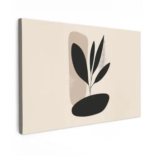 Plant - Beige - Japandi Tuinposter op houten frame 2 cm dik klein -3d