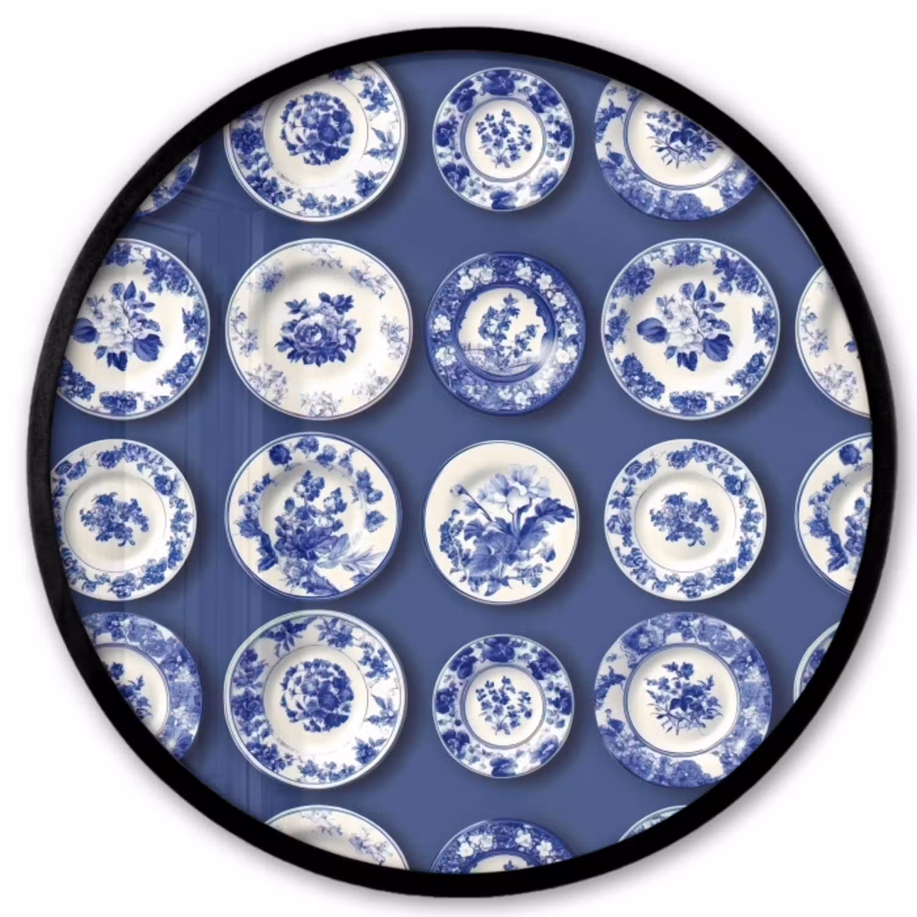 Borden - Floraal - Blauw Fotolijst rond zonder passe partout klein 856 -3d