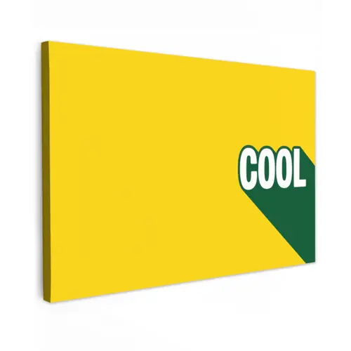 Cool - Geel - Groen Tuinposter op houten frame 2 cm dik klein -3d