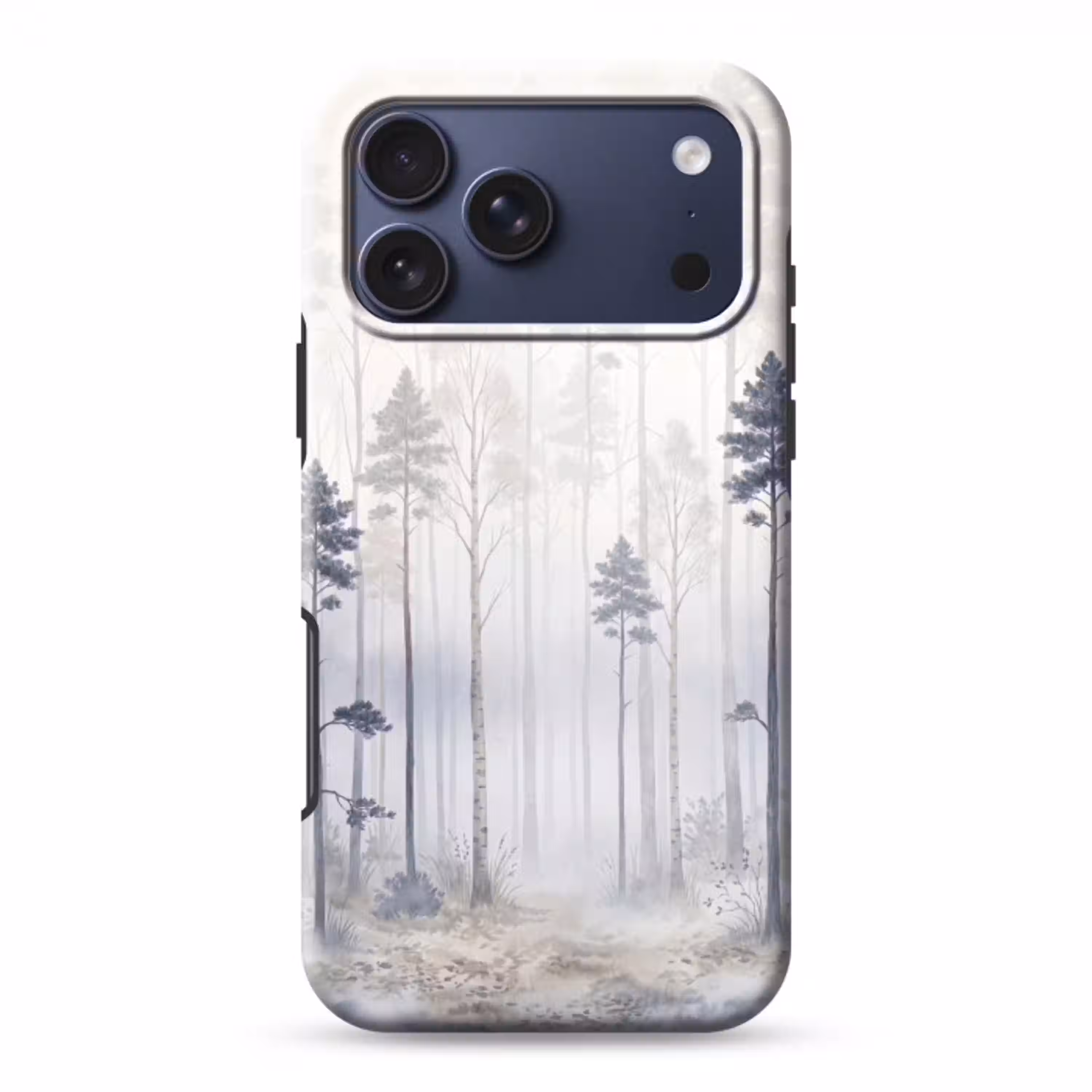 Bos - Bomen - Mist - Natuur - Illustratie - Grijs Toughcase MagSafe Apple iPhone 17 Pro Max klein -3d