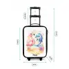 Roze flamingo en blauwe dolfijn op een strand Kinderkoffer - Zwart klein -productfoto_formaten