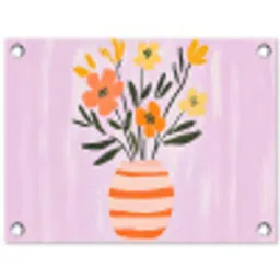 Vaas - Gestreept - Bloemen - Oranje tuinposter los doek klein -3d