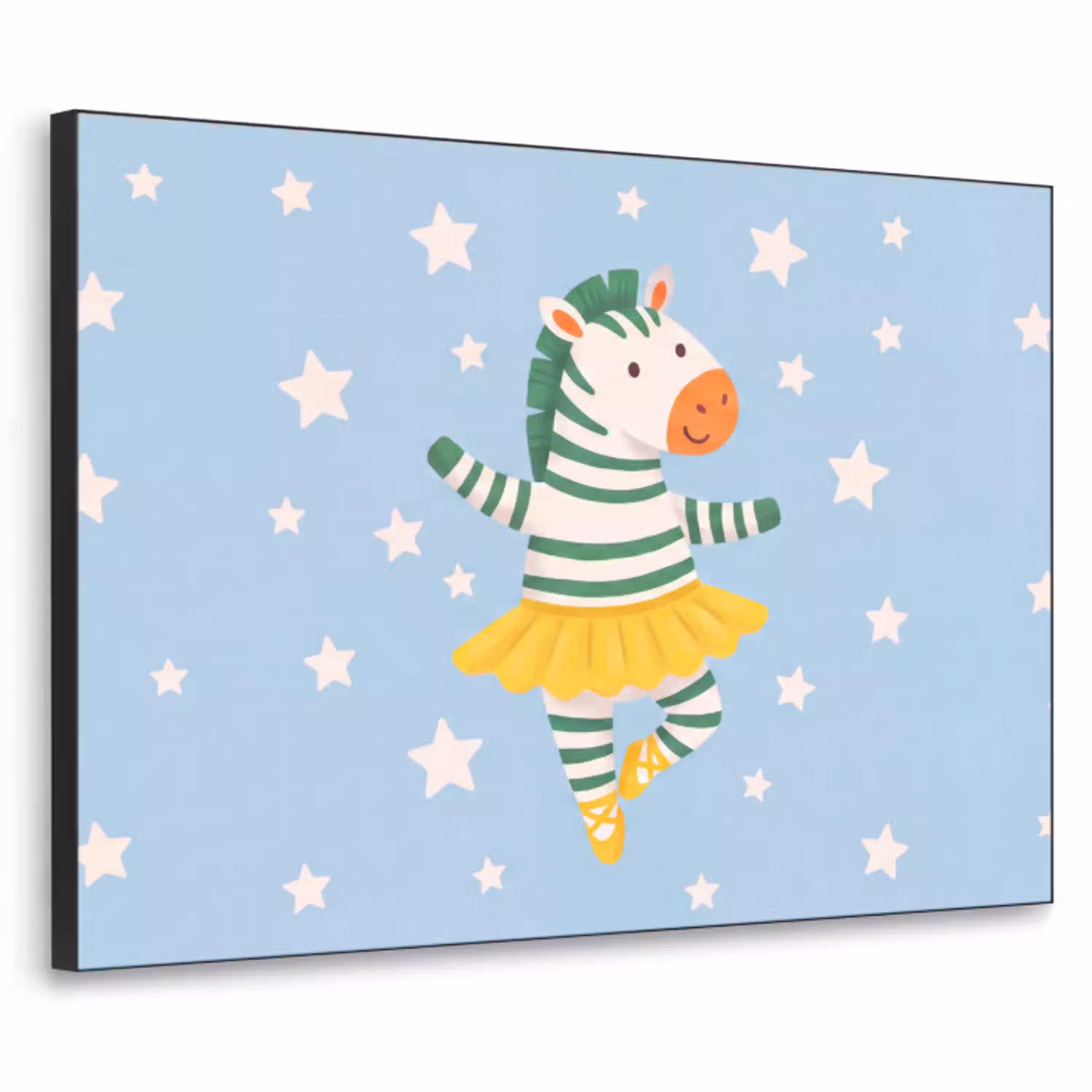 Dieren - Dans - Illustratie - Kinderkamer - Sterren Textielframe zwart klein -3d