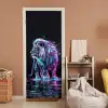 Leeuw - Kleuren - Zwart - Dieren deurposter klein -sfeer1