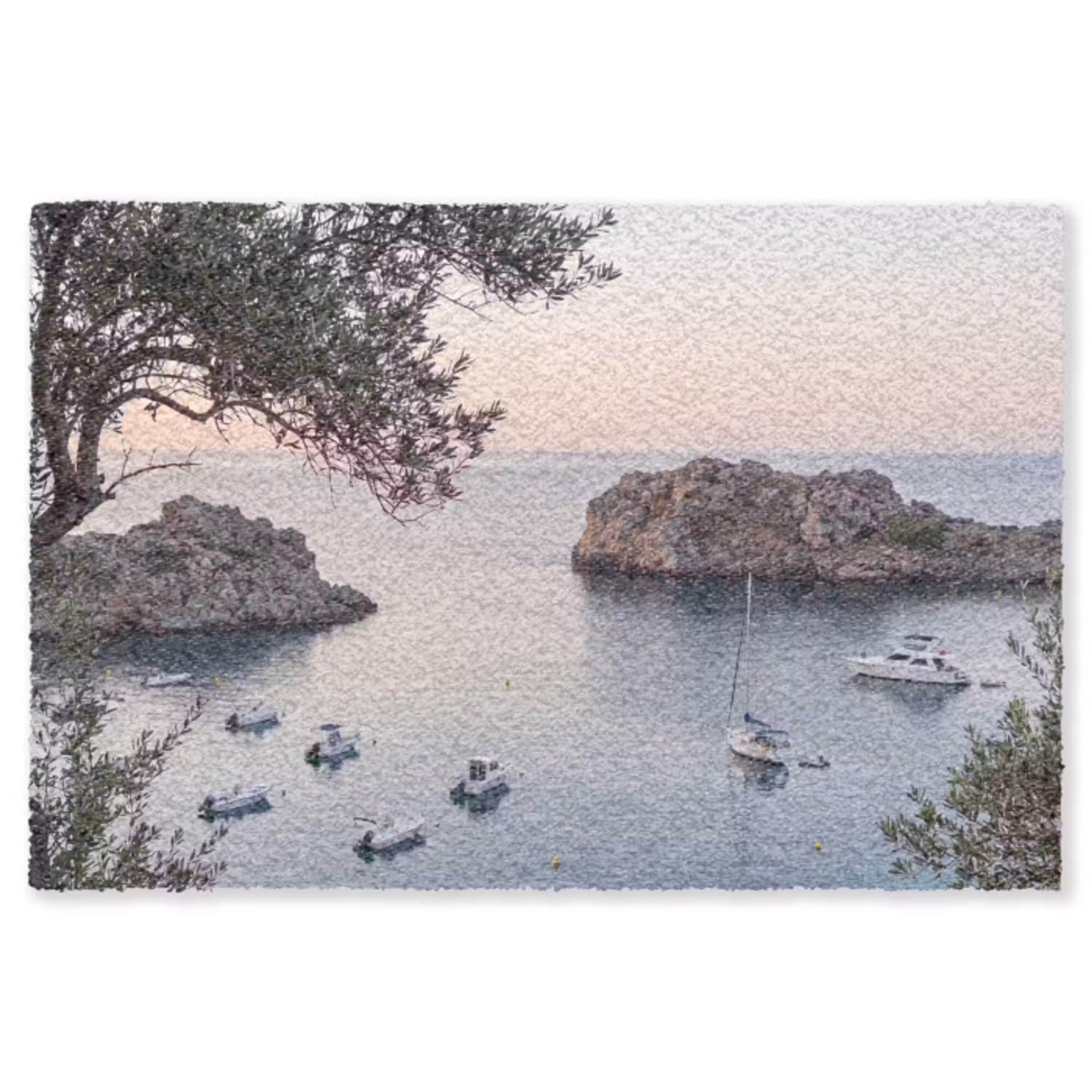 Baai - boten - zonsondergang Vloerkleed Rechthoek klein -3d