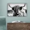 Schotse hooglander - Natuur - Koe - Zwart - Wit canvas 2cm klein -sfeer4