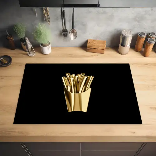 Friet - Goud - Chrome - Eten Inductie beschermer vinyl 3mm klein -sfeer5