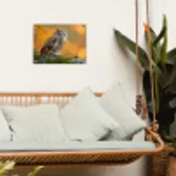Bosuil op Mosbegroeide Tak tuinposter los doek klein -sfeer7