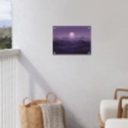 Heuvels - Paars - Mist - Zon tuinposter los doek klein -sfeer8